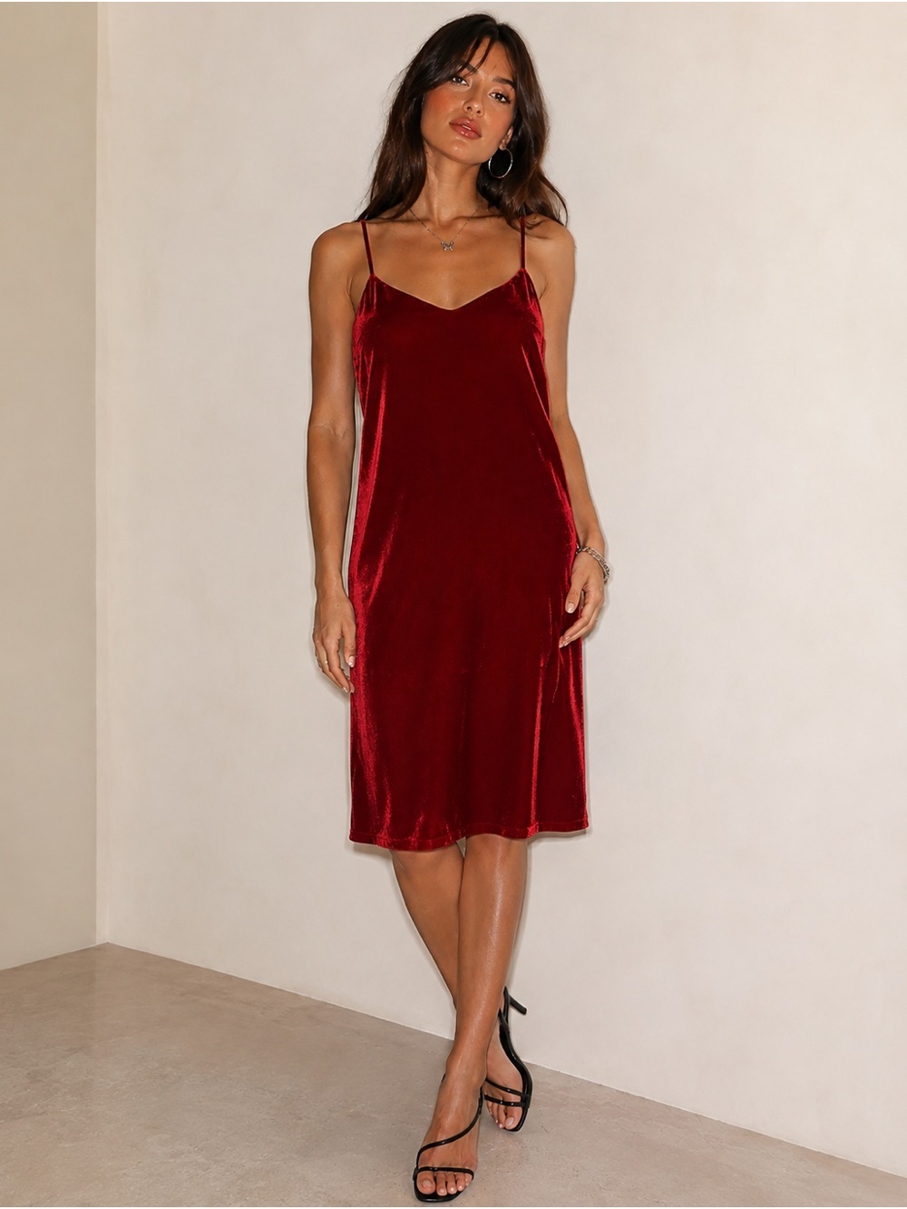 NWT Velvet by Graham & Spencer Red Velvet Slip Dress | Y2K Minimalist